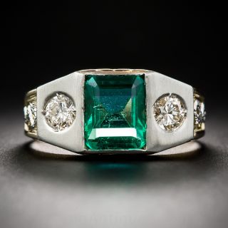 Vintage Emerald and Diamond Gent’s Ring