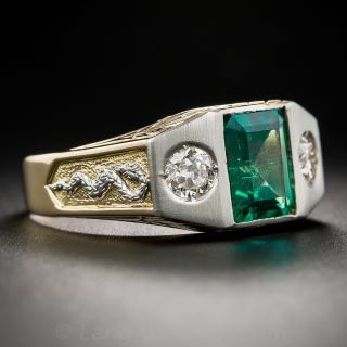 Vintage Emerald and Diamond Gent’s Ring