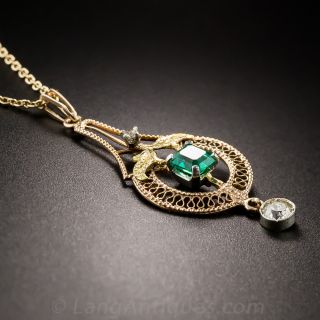 Vintage Emerald and Diamond Pendant 