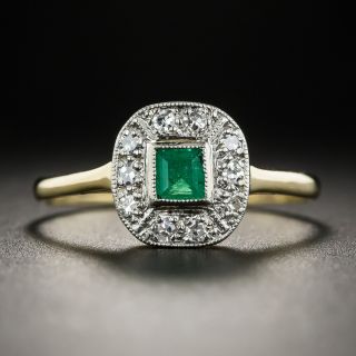 Small Vintage Emerald Diamond Ring - 1
