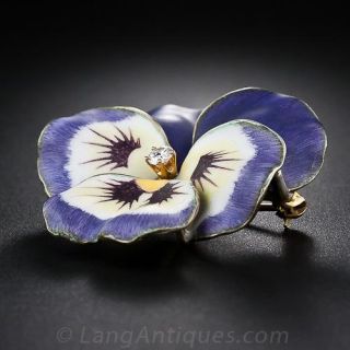 Vintage Enamel and Diamond Pansy Pin
