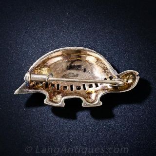 Vintage Enamel and Diamond Turtle Pin