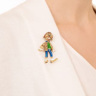 Vintage Enamel Clown Brooch