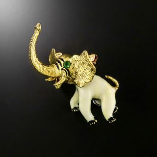 Vintage Enamel Elephant Brooch  - 4