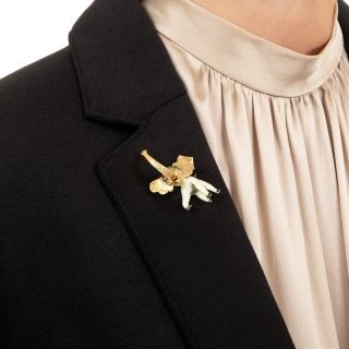 Vintage Enamel Elephant Brooch 