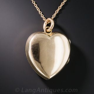 Vintage English Diamond and Red Stone Heart Locket