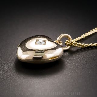 Vintage English Diamond Heart Locket and Chain