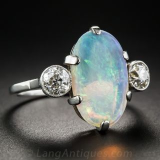Vintage English Opal and Diamond Ring