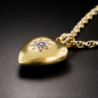 Vintage English Sapphire and Diamond Heart Locket