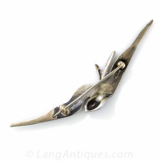 Vintage English Sterling and Enamel Bird Pin
