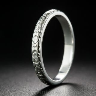 Vintage Engraved Platinum Wedding Band 