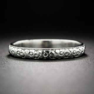 Vintage Engraved Platinum Wedding Band 