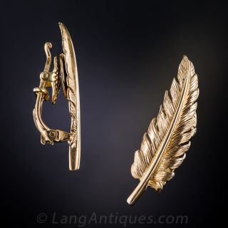 Vintage  Feather Ear Clips