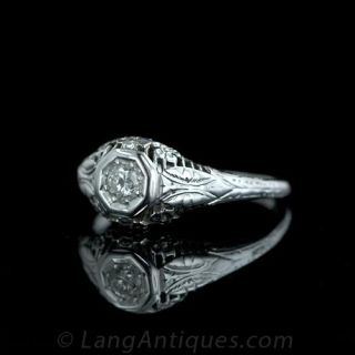 Vintage Filigree .17ct Diamond Engagement Ring