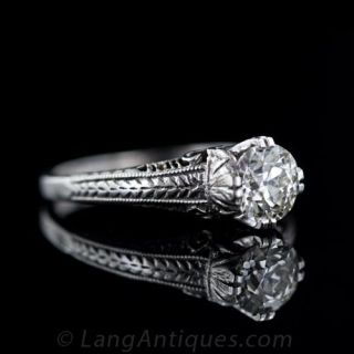 Vintage Filigree .94 Carat Diamond Solitaire