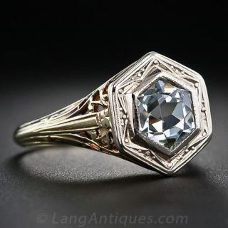 Vintage Filigree Aquamarine Ring