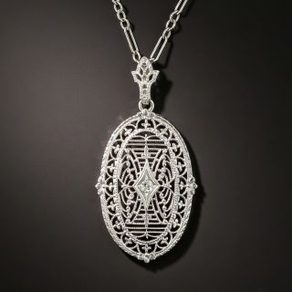 Vintage Filigree Diamond Pendant by Shiman Company - 2