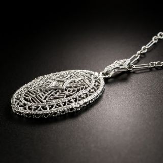 Vintage Filigree Diamond Pendant by Shiman Company