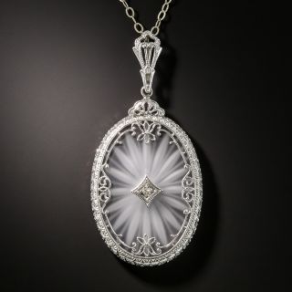 Vintage Filigree Quartz Crystal Diamond Pendant - 2