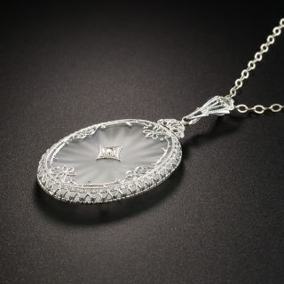 Vintage Filigree Quartz Crystal Diamond Pendant