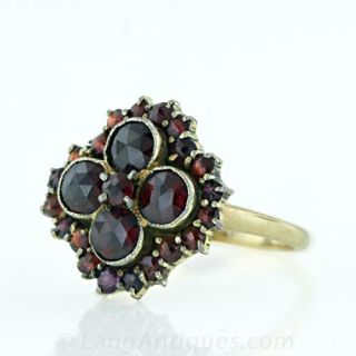 Vintage Flower-Motif Garnet Ring