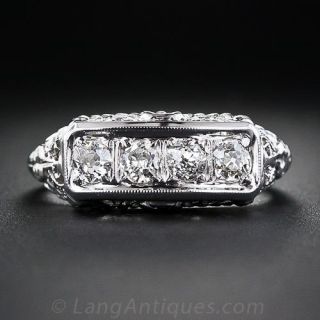 Vintage Four-Stone Diamond Filigree Ring