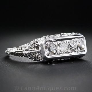 Vintage Four-Stone Diamond Filigree Ring