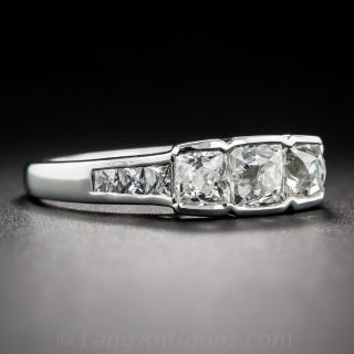 Vintage French-Cut Diamond Three Stone Ring in Platinum 