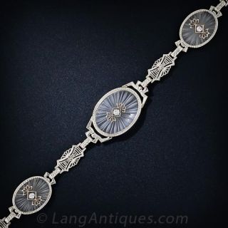 Vintage Frosted Crystal and Diamond Bracelet