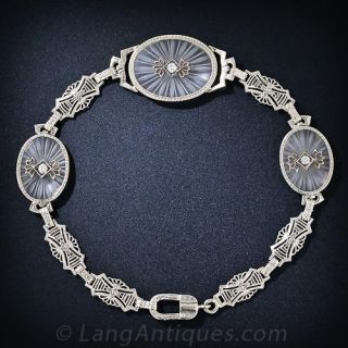 Vintage Frosted Crystal and Diamond Bracelet