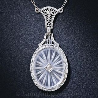 Vintage Frosted Crystal and Diamond Necklace
