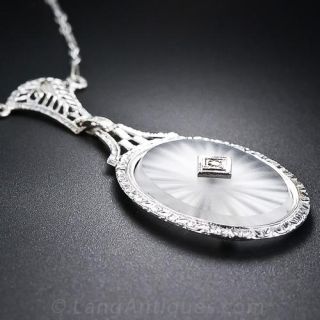 Vintage Frosted Crystal and Diamond Necklace