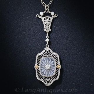 Vintage Frosted Crystal Filigree Lavalier