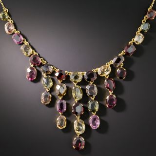 Vintage Garnet and Multicolor Zircon Fringe Necklace - 2