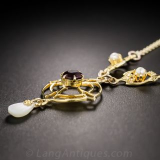 Vintage Garnet and Pearl Pendant