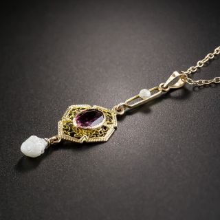 Vintage Garnet and Seed Pearl Drop