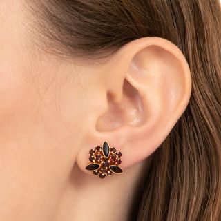 Vintage Garnet Cluster Earrings 