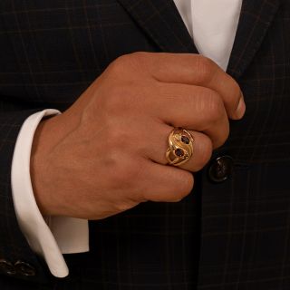 Vintage Garnet Double Snake Ring