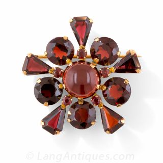 Vintage Garnet Snowflake Brooch