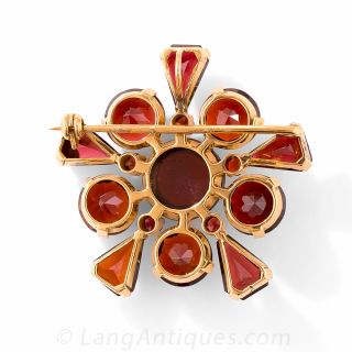 Vintage Garnet Snowflake Brooch