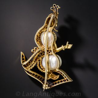 Vintage Genie on a Flying Carpet Pin