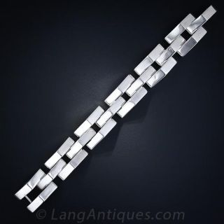 Vintage Geometric Mexican Silver Bracelet
