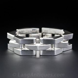 Vintage Geometric Mexican Silver Bracelet