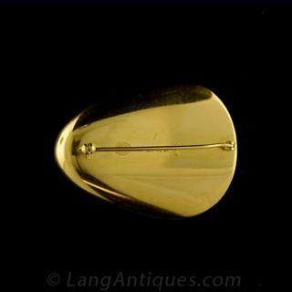 Vintage Georg Jensen Gold and Cultured Pearl Brooch