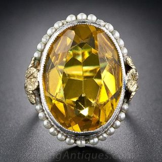 Vintage Glass and Simulated Seed Pearl Ring