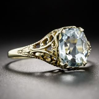 Vintage Gold and Aquamarine Filigree Ring