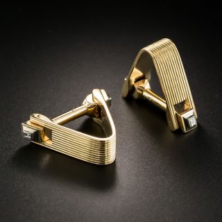 Vintage Gold and Diamond Cuff Links - 2