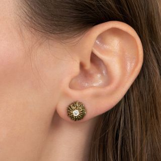 Vintage Gold and Diamond Stud Earrings