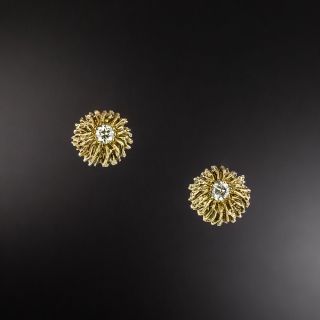 Vintage Gold and Diamond Stud Earrings - 2
