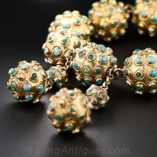 Vintage Gold and Turquoise Bead Bracelet - 1